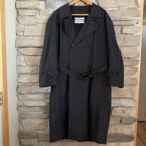 Umberto Rossi Men’s Black Trench Coat – Size 42 Short – Double Breasted Belted